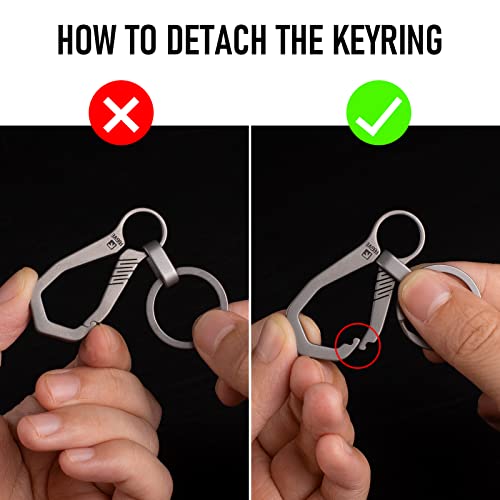 Fegve Titanium Small Carabiner Keychain Clip,Key Chain Clip With Key Ring For Men(Tai-A/1Pcs) #TOP3