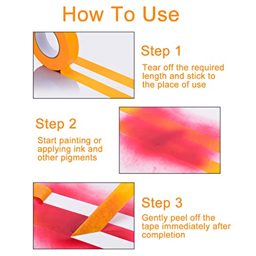 5 Rolls Masking Tape Fine Line Tape 1/16, 1/8, 1/4, 1/2 And 3/4 Inch X 52 Yard Fineline Masking Tape Automotive For Diy Car Auto Paint (Yellow) #TOP5