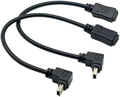 CY 2pcs 90 Degree Up & Down Direction Angled Mini USB 5 Pin Male to Female Extension Cable 0.2m, Black - Image 3