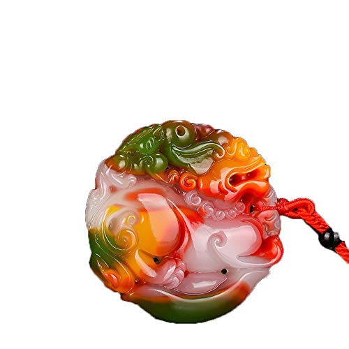 Pendentif en jade naturel Hetian rouge et blanc sculpté à la main