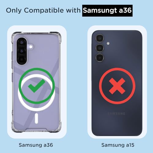 Image of Outlouders Back Cover for Samsung Galaxy A36 5G Mag-Safe Transparent PC + TPU Bumper Case with Magnetic Support Shockproof Protection (Transparent Mag-Safe)