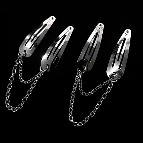 2Pcs/Set Metal Snap Hair Clips?Silver Color Cross Heart Hair Barrettes Clips With Pendant Girls Hair Accessories(Chain) #TOP10