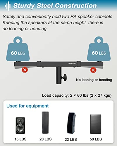 Vondynote Set Of 2 Dual Speaker Mount Bar Mounting Fork Bracket Speaker Pole Width Adjustable #TOP4