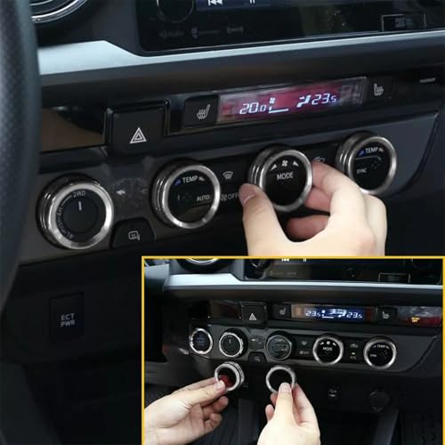 Image of Aluminum Alloy AC Knob Covers Kit for Toyota Tacoma 2016-2023 (4pcs Silver) - HVAC Control Button Covers, Metal Air Conditioner Dial Covers, Durable Interior Upgrade Accessories