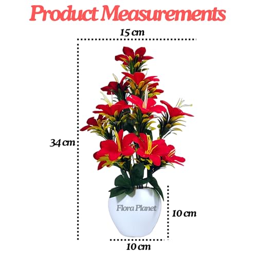 Artificial Plants for Home Decor & Office Decoration 1 Big Size Artificial Flowers Pot with vase, Artificial Flowers for Decoration (34cm Height),Plastic,Multicolor