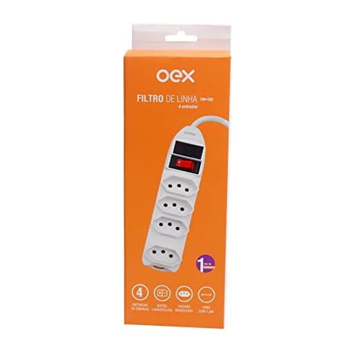 Filtro Linha Regua Extensao 4 Entradas 1,5m Oex Tm102 Branco