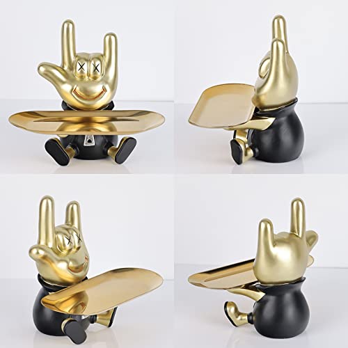 Gesture Figurines And Sculptures, Modern Art Gesture Figurines Black Gold Home Decor, Tray Storage Key Bowl For Living Room, Coffee Table, Entrance, Dressing Table, Office Entrance Storage #TOP5