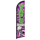 Vape Shop (Purple & Green) Windless Banner Flag - Great for Tobacco Stores, Smoke Shops, Carnival, Fair Events and Businnesses