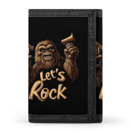 Bigfoot Let's Rock Trifold Wallets Lightweight RFID Blocking Wallet Credit Card Holder Custom Gifts for Men Women