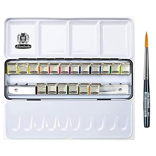 SCHMINCKE C/METAL 18 1/2 GODETS ACUARELA AKADEMIE y 1 Pincel, 1 tocón .made in Germany