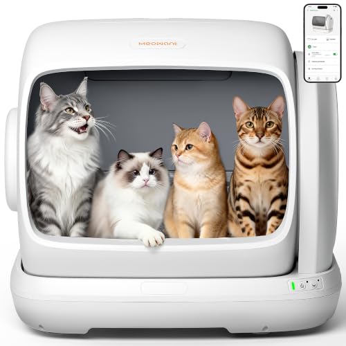 MeoWant Selbstreinigende Katzentoilette XXXL,Katzenklo Selbstreinigend 106L Extragroße Kapazität mit App-Steuerung,Sicherheitssensor,Geruchsbeseitigung,Sicherer Einklemmschutz,für mehrere Katzen