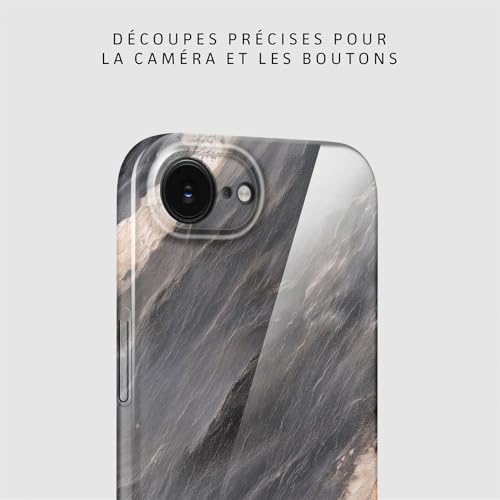 Coque iPhone 16e marbre gris pour un style urbain chic