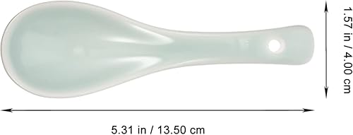 Miniatura 6 de GANAZONO Cucharas de sopa de cerámica 3 cucharas de mango corto cuchara asiática japonesa ramen won tonelada cucharas de arroz para ramen pho wonton