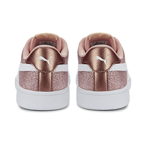 PUMA Puma Smash V2 Glitz Glam Sneaker, Rose Gold White, 4 US Unisex Big Kid