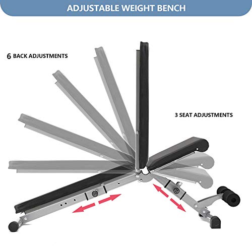 EMAIS Adjustable Foldable Weight Bench - Strength Training Benches for Full Body Workout Sit Up Bench, Decline/Incline/Flat for Home Gym, Strength Training, Weightlifting