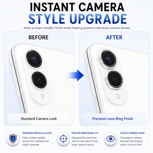 Image of ArmourPro Camera Lens Tempered Glass for Samsung Galaxy Z Fold 8 Tough HD Individual Aluminum Alloy Rings 9H Camera Cover, Scratch-Resistant,Camera Lens Protection| Silver, 1 Pack