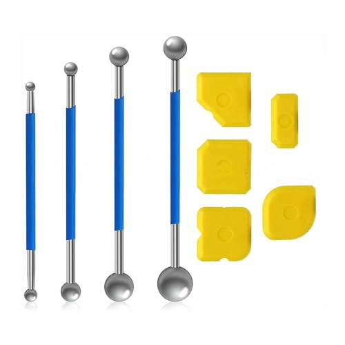 Lot de 9 grattoirs pour joints - Outil de masquage 3 en 1 - Extracteur en silicone - Lisseur de joints en silicone - Extracteur de joints en silicone - Pour salle de bain, cuisine, joints