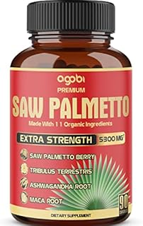 Premium Saw Palmetto Capsules - Equivalent To 5300mg Combined With Ashwagandha, Turmeric, Tribulus, Maca, Green Tea, Ginger, Holy Basil & More - Natural Prostate Support - 90 Caps 3-Month Supply