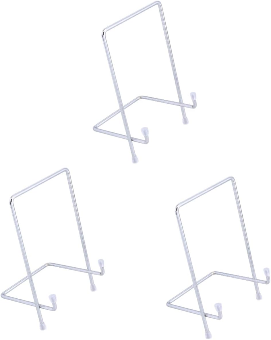 Cabilock 3pcs Multi-purpose Metal Display Stand for Picture Frames Books and Medals Elegant Silver Rack for Home Decor and Exhibitions Sturdy and Stylish Shelf Holder