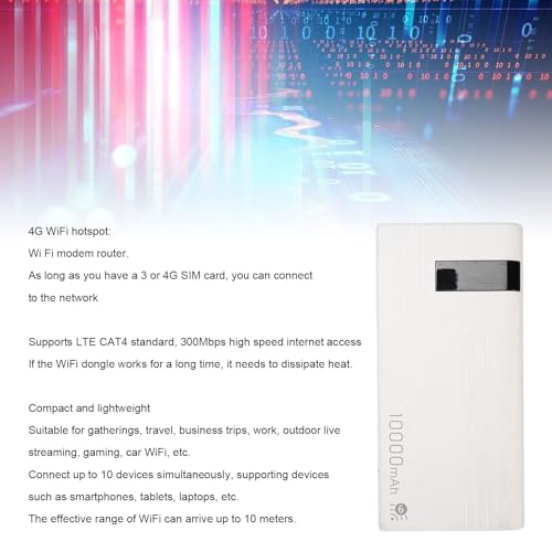 Mobile Hotspot Device, 4G LTE Mobile Hotspot Router with SIM Card Slot, 300Mbps Portable WiFi Router for Travel, Connects Up to 10 Devices, 10000MAh Battery - Image 4