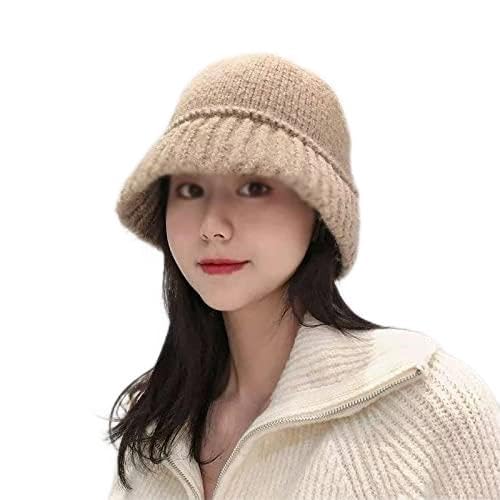 Czapki damskie zimowe jesienne czapki typu beanie kapelusz bucket damski miękki outdoor solidny dzianinowy