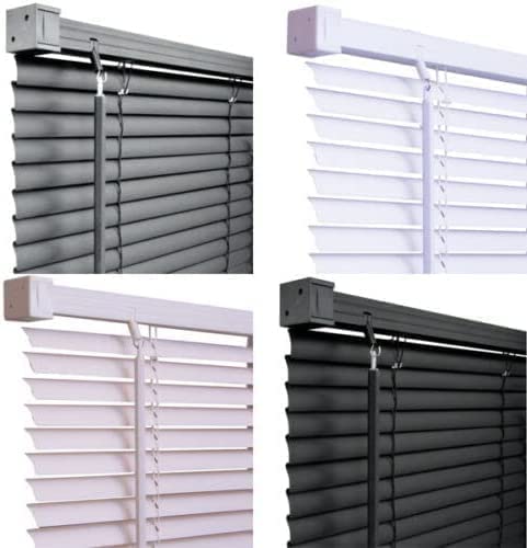 PVC Venetian Blind Blinds Easy Fit Curtains Trimmable Fittings Windows Treatment Shutters Twist Open Close (Black, 60x150)