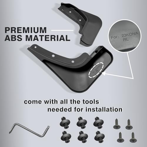 Image of Muslogy for 2024 2025 2026 Kona Mud Flaps Splash Guards Front & Rear 4Pcs Fender Flaps No Drilling Required Compatible with Hyundai Kona 2024 Accessories(Won't Fit N Line Model)