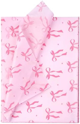 Pink Ribbon Tissue Amazon.com: WRAPAHOLIC Pink Bow Tissue Paper - 60 Sheets 14 x 20 Inch ...