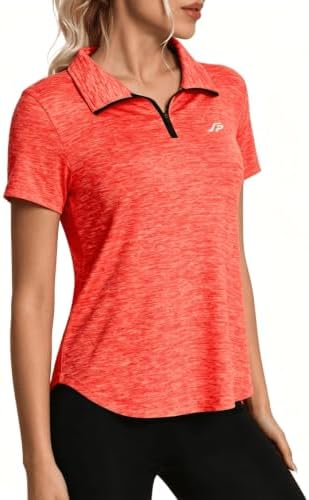 Sportshirt Langarm/Kurzarm Damen Laufshirt Atmungsaktiv Fitness T-Shirt für Gym Yoga Funktionsshirt UPF 50+ Langarmshirt Sport Oberteil mit 1/4 Reißverschluss