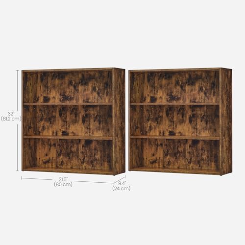 image for VASAGLE Set of 2 Bookshelves, 31.5 Inches Wide, 3-Tier Open Bookcases 