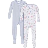 Gerber Baby-Girls 2-Pack Footed Pajamas, Butterflies, 18 Months