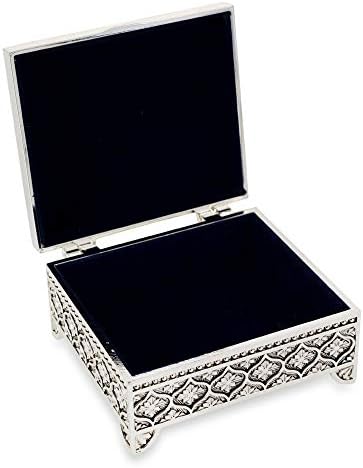 Personalised Beautiful Square Art Deco Floral Style Trinket / Jewellery Box With Floral Pattern - Engraved With Your Custom Text.