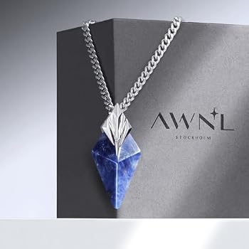 アクセサリー RYAWNL Trident Necklace Sodalite AWNL Men's Sodalite Poseidon Trident Pendant Necklace with