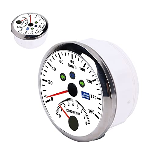 Velocímetro GPS 85mm 160km/h LCD Luz de Fundo Vermelha para Carro, Barco, Iate, Caminhão RV ((Branco
