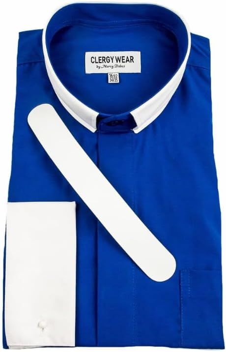 Two Tone Long Sleeve French Cuff Tab (Royal Blue/White)