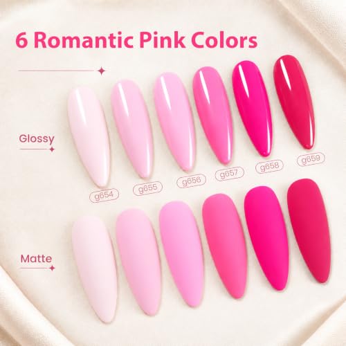 Image of Beetles Pink Gel Polish Set, 15ml Full Size Romance in Air Collection