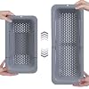 Blue Ginkgo Over Sink Colander, Extendable Kitchen Strainer, Grey