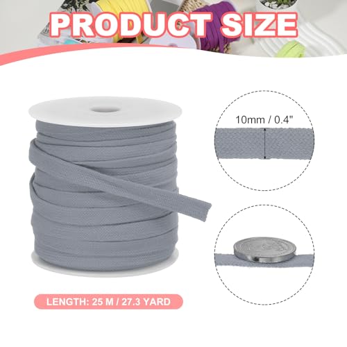 Cordon plat de remplacement en coton de 10mm lacet gris foncé pour vêtement - 3