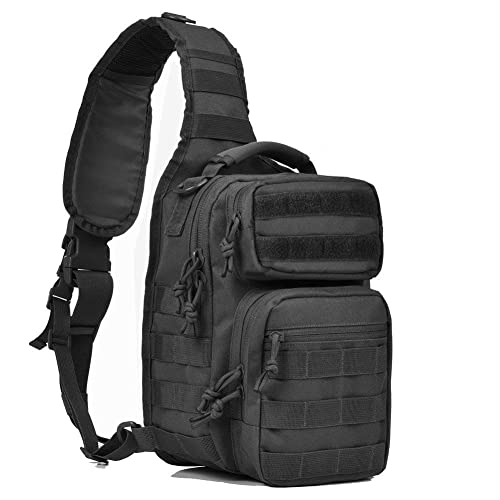 FAMI Outdoor Tactical Bag Backpack, Military Sport Bag Pack Sling Shoulder Backpack Tactical Satchel for Every Day Carry, Black A1, Medium, Traveling