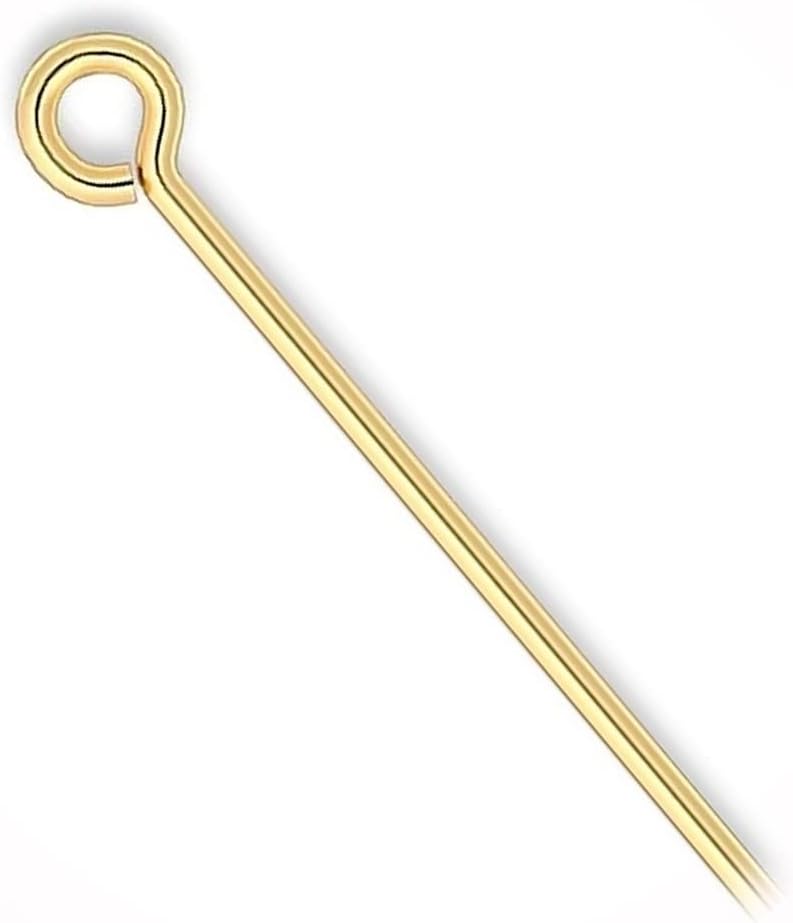 New Eye Pin, 100 Gold Plated Brass 1 Inch Long 21 Gauge Standard Eye Pins for DIY Crafts and Jewelry Making LU02885MAR