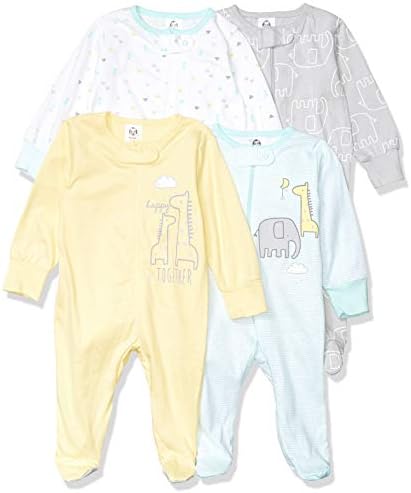 Gerber Unisex Baby 4 Pack Sleep 'N Play Footie Animals Green 6-9 Months