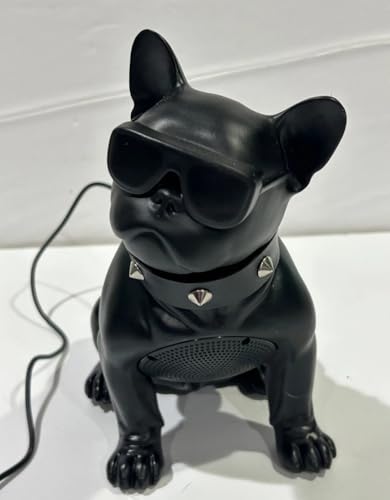 Cool Dog Bluetooth Speaker, Black French Bulldog Design with Sunglasses, Spiked Collar, Portable Wireless Audio Device