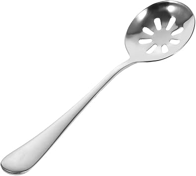 Kichvoe Perforated Spoon Stainless Steel Slotted Spoon 7.79 Inch Small Serving for Draining Liquids Food Separation Kitchen Dining Table Restaurant Buffet