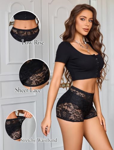 Avidlove Lace Shorts Women's Sheer Low Rise Stretchy Going Out Micro Shorts - image 4