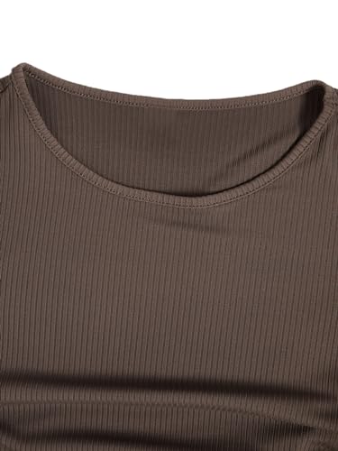 Image of Milumia Women's Casual Rib Knit Short Sleeve Drawstring T Shirt Dress