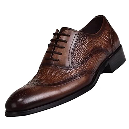 ETZRYSYB Zapatos de cuero para hombre, planos, clásicos, zapatos de vestir para hombre, de charol, con punta de ala, esculpido, Oxford, talla grande, otoño e invierno, negro, 45 1/3 EU