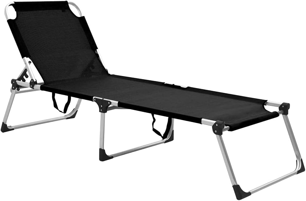 Tumbonas de aluminio negras plegables extra altas para asientos al aire libre