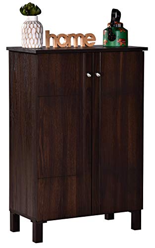 Image of DeckUp Alvo 2-Door Engineered Wood Shoe Rack (Walnut, Matte Finish)