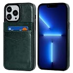 KIHUWEY for iPhone 13 Pro Max Wallet Case Card Holder Kickstand, Green - Image 3