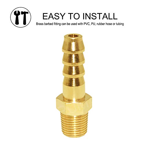 JoyTube 5 Pcs Hose Barb Fittings 3/8" Barb to 1/2" NPT Male Thread Brass Metals Adapter Connector with Hose Clamp by JoyTube - Image 5